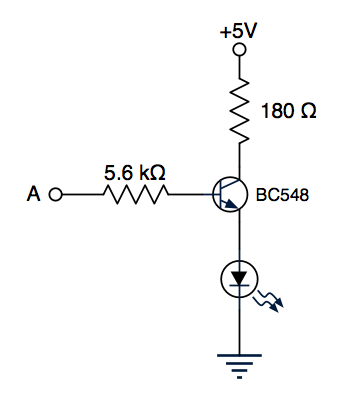 Transistor-switched LED circuit